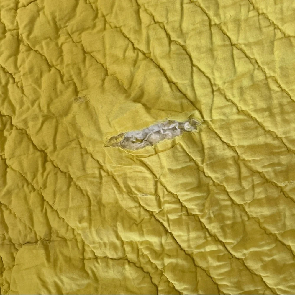Vintage Handmade quilt Baby Blanket Embroidered Animals Yellow 64x78